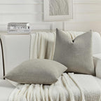 FUTEI Smoke Gray Chenille Decorative Throw Pillow Covers 16x16 Inch Set of 2,Soft Cozy Faux Linen Textured Cushion Case,Farmhouse Home Decor for Couch Living Room