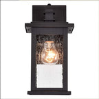 MICSIU Dusk to Dawn Sensor Outdoor Lighting Fixture, Textured Black Exterior Wall Sconce with Clear Seedy Glass, 12.25 Inch Outside Wall Lights for House,Garage, Patio, Doorway, Pathway, Balcony