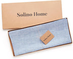 Solino Home Linen Table Runner 60 Inches - 100% Pure Linen Chambray Blue Table Runner 14 x 60 Inch Ideal for Dresser and Coffee Tables - Athena - Christmas