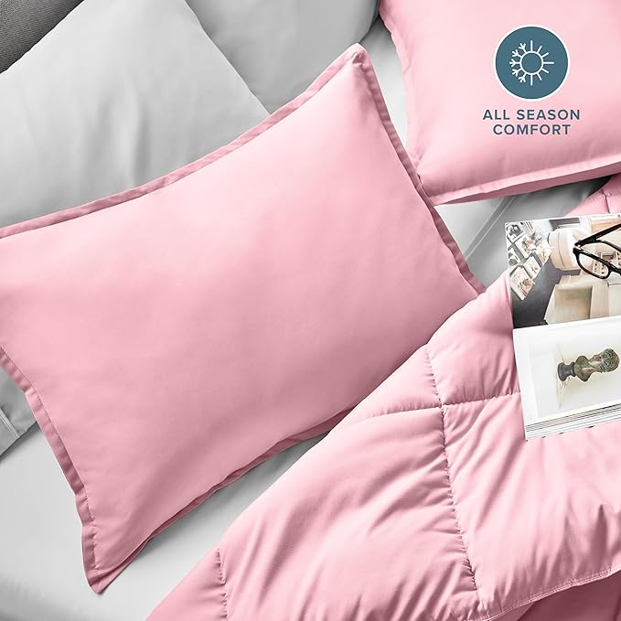 Bare Home Standard Pillow Sham Covers - Set of 2 - Premium 1800 Ultra-Soft Microfiber - Double Brushed - Bed Pillow Shams - Pillows Not Included (Set of 2, Light Pink)