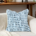 Boho Chenille Tufted Pillow Cover 18x18 Inch Set of 1, Farmhouse Striped Decorative Pillow Covers Accent Fluffy Neutral Square Pillowcases for Couch Sofa Bedroom Living Room, Blue White