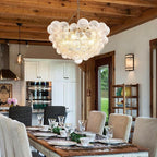 Nordic Bubble Ball Swirled Glass Chandelier, Diam 31" Gild Gold and Clear Modern Hand Blown Glass Pendant Light Fixture for Dining Room, Bedroom, Study, Restaurant, Hallway