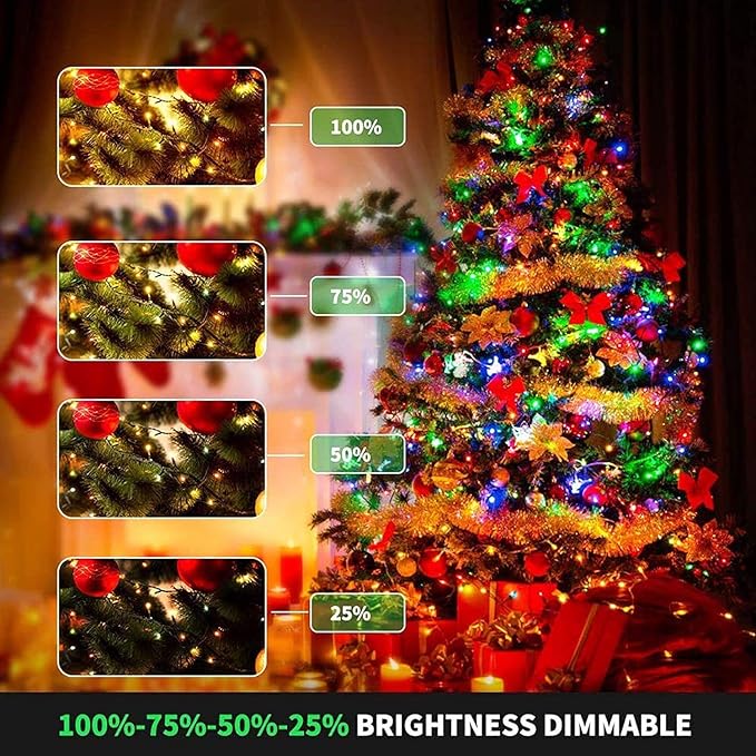 Christmas Lights 300 LED 108FT Color Changing Christmas Tree Lights with Warm White & Multicolor, 11 Modes Waterproof and Connectable Christmas String Lights with Remote for Xmas Decorations