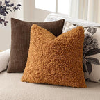 Foindtower 2 Pieces 26x26 Inch Orange, Faux Fur Throw Pillow Cover Accent Sherpa Furry Pillow Covers Fuzzy Soft Pillowcases Cozy Sheepskin Decorative Fleece Cushion Case for Bed Couch Living Room