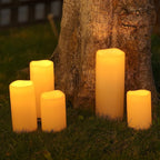 NURADA Large Outdoor Solar Candles Waterproof - 6" 8" 10" x 4" Rechargeable Solar Powered Flameless LED Pillar Flickering Candle for Patio Porch Lanterns Decor - Ivory White Set of 3