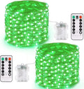 JMEXSUSS 2 Pack Green Fairy Lights Battery Operated, Total 400 LED 132ft Twinkle String Lights with Remote, 8 Modes Halloween Lights for Tree Fireplace Bedroom Indoor Outdoor Xmas Halloween Decor