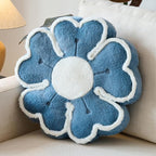 Flower Shaped Decorative Throw Pillow Cushion for Bed Couch, Cute Flower Plush Throw Pillows Home Decor Floor Pillow Seating Cushions (Grey Blue, 13.7 Inches)