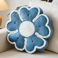 Flower Shaped Decorative Throw Pillow Cushion for Bed Couch, Cute Flower Plush Throw Pillows Home Decor Floor Pillow Seating Cushions (Grey Blue, 17.7 Inches)