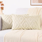 decorUhome Couch Throw Pillow Covers 12x20 Set of 2, Decorative Soft Plush Faux Wool Lumbar Neutral Accent Pillow Covers for Bed Sofa Living Room, Beige
