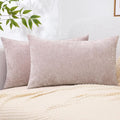 decorUhome Chenille Blush Pink Throw Pillow Covers 12x20 Inch Set of 2, Decorative Soft Couch Pillow Covers Solid Dyed Accent Velvet Farmhouse Neutral Rectangle Pillow Cases for Sofa Living Room