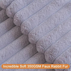 Double-Sided Faux Fur Plush Throw Pillow Covers 16x16 Set of 2 Fuzzy Striped Soft Cozy Pillowcase Luxury Decorative Pillows Square Shaggy Cushion Covers for Couch Sofa Bed,Light Grey