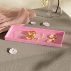 Vanity and Bathroom Tray, 11.8" ABS Countertop Organizer,Waterproof Vanity Tray for Toilet Tank,Perfume,Soap,Keys,Bathroom Accessories,Kitchen and Bath Trays,Non Slip Small Trays,Pink