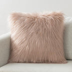 Phantoscope Faux Fur Solid Decorative Pillow Cover Fluffy Throw Pillow Mongolian Luxury Fuzzy Pillow Case Cushion Cover for Bedroom and Couch, Beige 20 x 20 Inches, Pack of 1