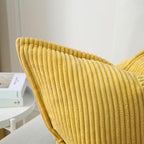 HAUSSY Mustard Yellow Throw Pillow Covers 14x14 Inch Set of 2,Soft Solid Corduroy Striped/Wide Bordered,Square Decorative Cushion Case,Winter Home Decorations for Couch,Bed