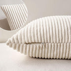 MIULEE Winter Pack of 2 Corduroy Pillow Covers Soft Soild Cushion Cases Decorative Square Throw Pillow Covers Cream White Pillowcases for Sofa Bedroom Car 16 x 16 Inch 40 x 40 Cm