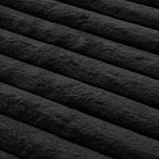 NiNi ALL Faux Fur Plush Throw Pillow Covers Black 24x24 Inch Set of 2 Decorative Soft Plush Striped Couch Pillow Cover for Sofa Cushion Cases for Couch Bed Home Decor