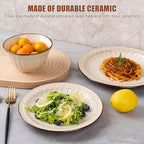 Dinnerware Set Cream White 12 Pieces Service for 4, Stoneware Plates and Bowls Set Stoneware Set, Dishwasher Microwave Safe Dishes set