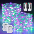 JMEXSUSS Copper String Lights, Purple and Green, 2 Packs, Total 66ft 200 LEDs