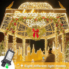 132FT 400 LED Christmas Lights Outdoor, 8 Modes Clear Wire Christmas String Lights Indoor, Plug in Twinkle Fairy Light for Bedroom Wedding Tree Party Decorations, Warm White