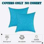 Kevin Textile Pack of 2 Decorative Outdoor Waterproof Pillow Covers Checkered Garden Cushion Sham Throw Pillowcase Shell for Patio Tent Couch 16x16 Inch Peacock Blue