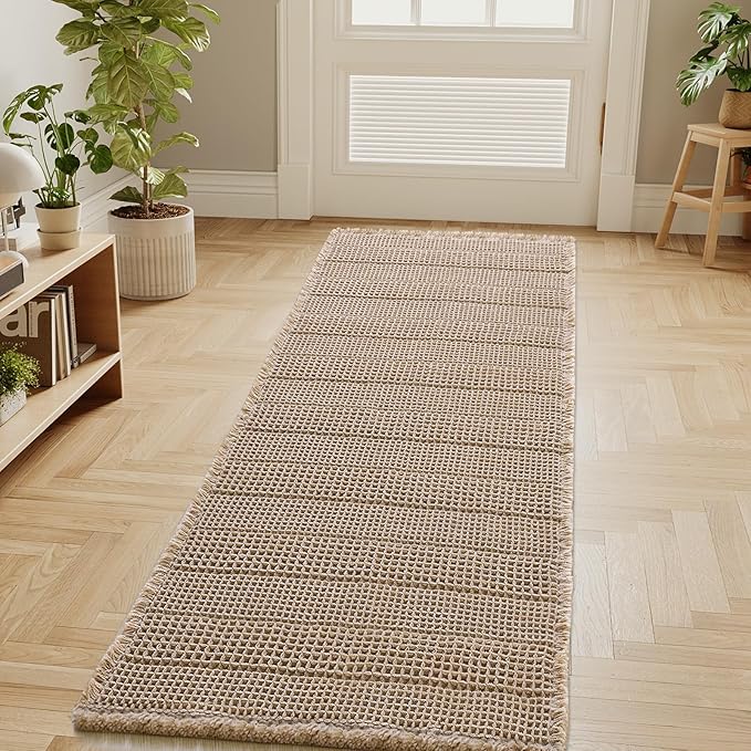 H.VERSAILTEX Waffle Bath Mat Super Absorbent Bathroom Mats Non Slip Bath Rugs for Bathroom Floor Machine Washable Dry Fast Bathroom Rugs for Beside Tub, 24" x 60", Irish Cream