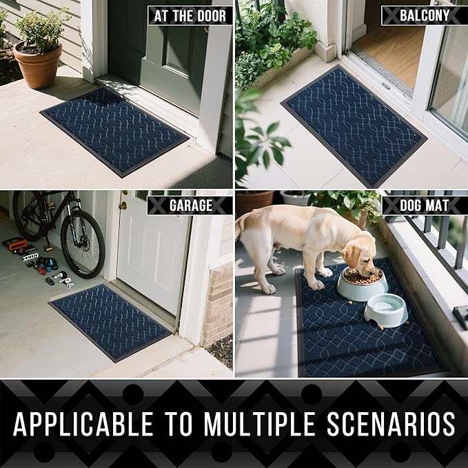 Yimobra Outdoor Runner Rug 72x24, All-Season Waterproof Doormat Outdoor Entrance, Heavy Duty Non-Slip Outside Commercial Grade Door Mat, Easy Clean, Blue