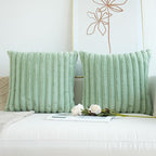 JOJUSIS Pack of 2 Faux Fur Plush Decorative Throw Pillow Covers Couch Cushion Case Soft Pillowcases (Sage Green, 22 x 22-Inch)