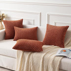 Kevin Textile 2 Packs Fall Boho Decorative Throw Pillow Covers 24x24 Inch for Living Room Couch Bed Sofa Rustic Modern Farmhouse Home Decor Soft Corduroy Square Cushion Case, Rust