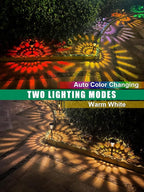 ROOR Solar Pathway Lights 12 Pack, Outdoor Solar Yard Lights, RGB Color Changing+Warm White, IP67 Waterproof for Garden Path Backyard Christmas Lawn Landscape Decorative