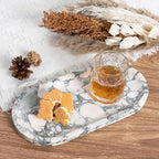 Koville Natural Marble Tray for Bathroom Countertop, Marble Vanity Trays for Perfume, Cosmetics, Jewelry, Decorative Tray for Dresser Organizer, Stone Storage Trays for Bathroom Decor(Grey)