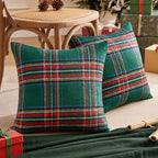 MIULEE Christmas Plaid Decorative Throw Pillow Covers Set of 2 Scottish Tartan Vintage Farmhouse Winter Cuhion Case Pillow Covers for Couch livingroom Sofa Bed Porch Home Decor 18x18inch Green
