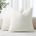 decorUhome Chenille Cream White Throw Pillow Covers 22x22 Inch Set of 2, Decorative Soft Couch Pillow Covers Solid Dyed Accent Velvet Farmhouse Neutral Square Pillow Cases for Sofa Bed Living Room