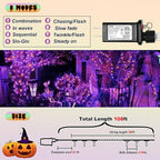 ILLUMINEW Halloween Decorations 300 LED String Lights Plug-in, 8 Modes 108ft Orange Purple Halloween Fairy Lights for Party Bedroom Indoor Outdoor Decor