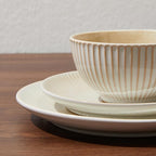 Ceramic Dinnerware Sets for 4, 12 Pieces Embossed Stoneware Plates and Bowls Sets, Scratch Resistant Dish Sets, Distinctive Granulated Surface, Housewarming Wedding Gift, Brown