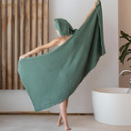 Ultra Soft Muslin Towel Adult Set, 100% Turkish Cotton 4-Layer 2 Pieces Luxury Muslin Hand & Bath Towels Sets for Bathroom (Green, 1 Bath & 1 Hand Towel Set)