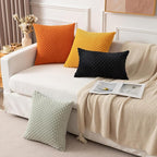 Kevin Textile Rectangle Throw Pillow Covers Ultra Soft Striped Corduroy Solid Cushion Covers Oblong Throw Pillowcases for Lumbar 12 x 20 inch Black