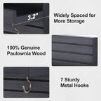 Key Holder Wall Mount, Entryway Mail Organizer with Shelf, Decorative Key Hanger with 7 Hooks Holds Leashes and Glasses, Includes Mounting Hardware (13.8” x 5.3” x 3.2”)