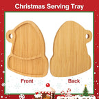 Christmas Serving Tray, Christmas Hat Shape Charcuterie Board, Bamboo Serving Platter Dish for Holiday Party Food Tray for Cheese Snack Fruit 10 x 8.7 x 0.6 Inches