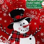 Christmas Snowman Shower Curtain, Red Xmas Ball Cute Winter Snowman Shower Curtain Christmas Holiday Decor, Durable Fabric Machine Washable with Hooks, 72 x 72 Inches