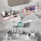 Veken Large Capacity Shower Caddy 6-Pack, No Drilling & Rustproof, Adhesive Shower Shelves with Soap Holder, Bathroom Organizers and Storage, Wall-Mounted Kitchen & Home Decor, Pink