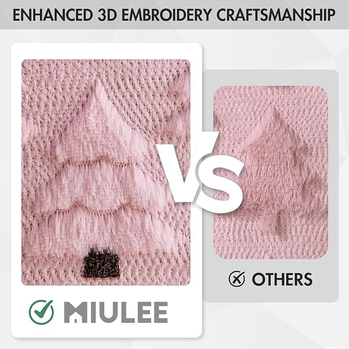 MIULEE Christmas Tree Decorative Pillow Covers Faux Fur Wool Throw Pillows Soft Plush Cushion Covers Set of 2 Xmas Home Decor Winter Holiday for Sofa Couch Livingroom Bed 18x18 Inch Pink
