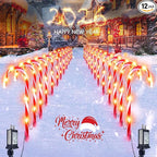 24 Pack Christmas Candy Cane Lights, Christmas Decorations Outdoor Waterproof with 8 Lighting Modes & Memory Function, Plug in Pathway Light for Outside Path Walkway Party Garden Yard Patio Xmas Decor