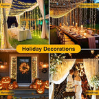 66FT 200 LED Connectable Christmas Tree Lights, End-to-End Plug 8 Modes Indoor Lights with Timer, Outdoor Indoor Fairy Lights Christmas Tree, Patio, Garden, Party, Wedding, Holiday (Warm White)