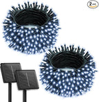 Brightown 2 Pack Solar String Lights Outdoor, Total 144Ft 400 LED Twinkle Fairy Lights Waterproof with 8 Modes Auto On/Off for Patio Tree Garden Party Home Wedding Christmas Decorations (Cool White)