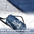 Waterproof Outdoor Blanket 92”X 60” Packable, Stadium Blankets for Camping with Sherpa Fleece Lining, Large Windproof Emergency Throw Mat for Garss Picnic Hiking Road Trip, Machine Washable, Navy