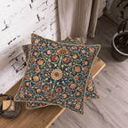 Vintage Floral Soft Velvet Throw Pillow Covers Set of 2 Burnt Orange Navy Flowers Plant Decorative Pillow Covers 18x18 Inch Art Botanical Pillow Case For Sofa Couch Outdoor Farmhouse Home Decor