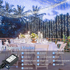 Extra-Long 500LED Christmas Lights Outdoor Indoor, Upgraded Cool White String Lights for Bedroom, Waterproof 13 Modes Plug in Twinkle Fairy String Lights for Home Party Wedding Garden (Cool White)