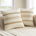 MIULEE Set of 2 Neutral Boho Decorative Pillow Covers 16x16 Inch Farmhouse Rustic Couch Throw Pillows Modern Cotton Cushion Covers Retro Cute Macrame Woven Home Decor for Bed Sofa Chair