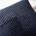 MIULEE Dark Blue Corduroy Pillow Covers Pack of 2 Boho Decorative Spliced Throw Pillow Covers Soft Solid Couch Pillowcases Cross Patchwork Textured Cushion Covers for Living Room Bed Sofa 20x20 inch
