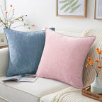 decorUhome Couch Throw Pillow Covers 20x20 Set of 2, Decorative Soft Euro Neutral Chenille Pillow Covers with Elegant Design for Sofa Bed Living Room Home Decor, Blue